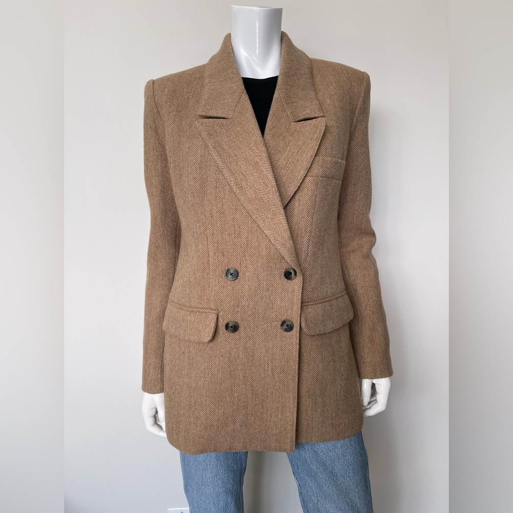 SMYTHE Oversized DB Blazer in Camel Herringbone